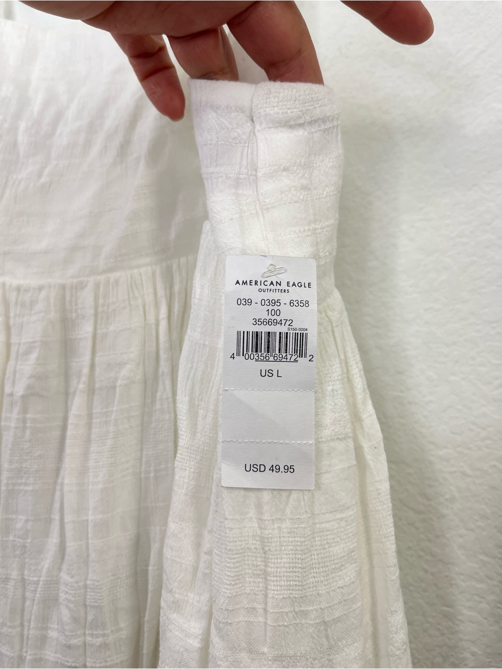 American Eagle Outfitters NWT White Baby Doll Dress size Large - Picture 6 of 11